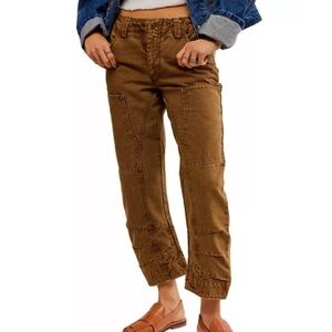 We The Free supersonic Brown cotton barrel leg cropped Pants 12